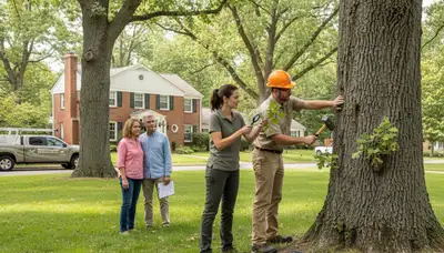 Certified arborist performing tree health assessment in Pleasant Ridge, MI for Royal Oak tree removal services