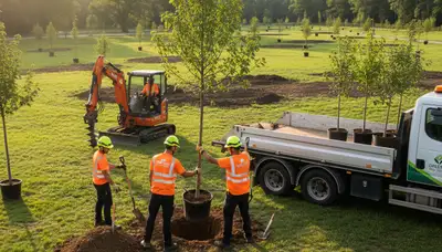 Arborist planting a new tree in Royal Oak, MI for Chop Chop Tree professional tree services