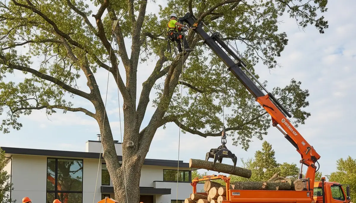 Arborist performing tree removal in Royal Oak, MI for safe residential property maintenance