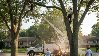 Professional tree removal service in Royal Oak MI safely cutting and clearing large trees