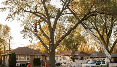 Professional tree removal service in Royal Oak MI safely cutting and clearing large trees