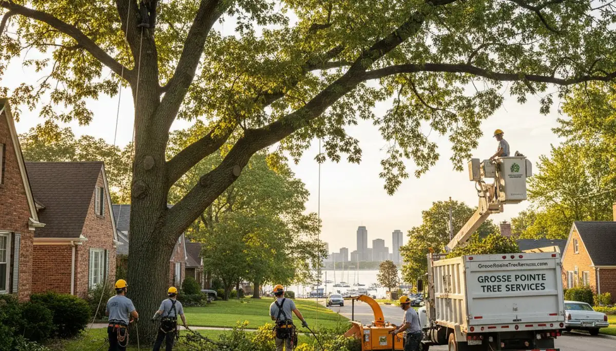 Professional tree removal service in Royal Oak MI safely cutting and clearing large oak trees