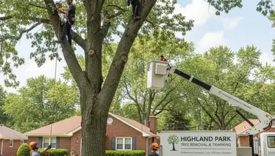 Professional tree removal service in Royal Oak MI safely clearing large trees for residential properties