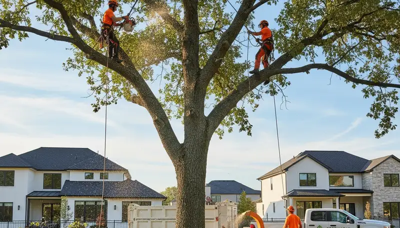Arborist trimming oak tree branches in Royal Oak, MI for safe, professional canopy care