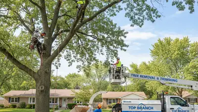 Professional tree removal service in Royal Oak MI clearing large oak tree safely