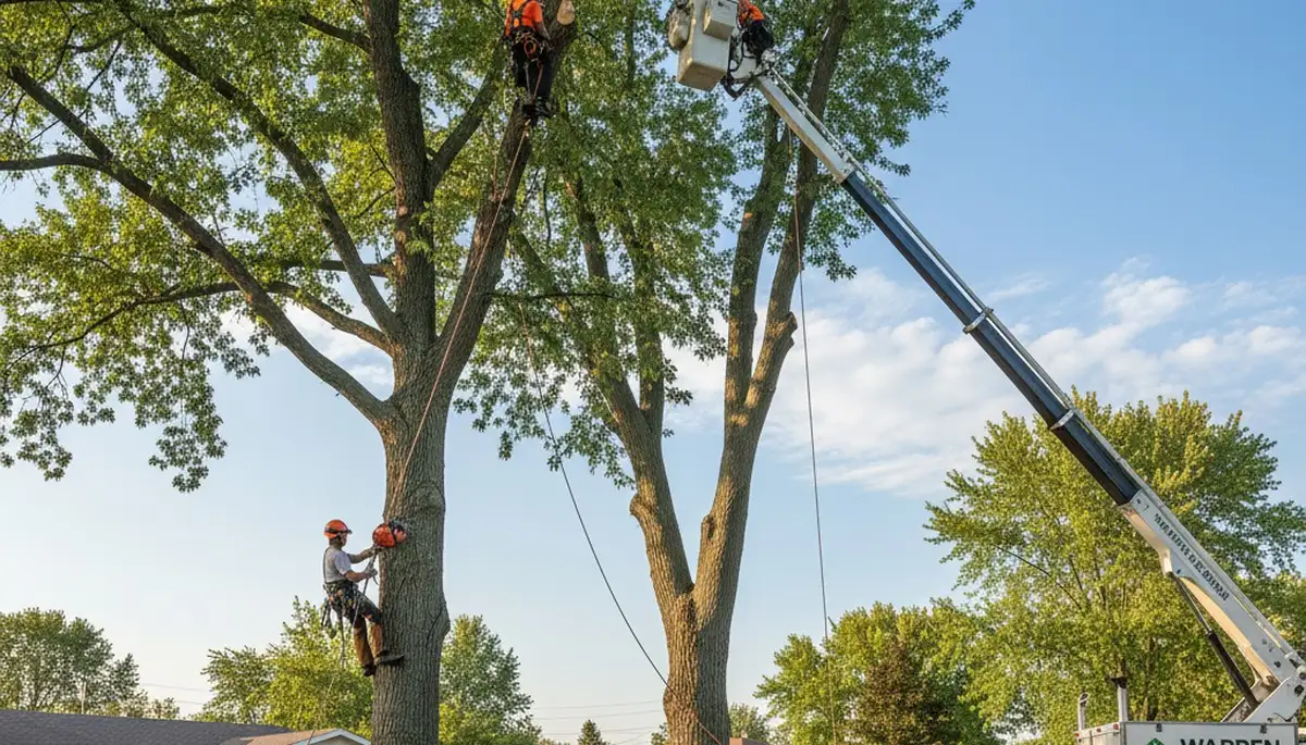 Professional tree removal service in Royal Oak, MI safely cutting down large oak tree